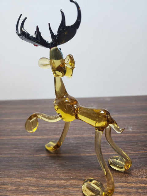 Glass Standing Moose Figurine, Handmade Murano Quality Design - Large