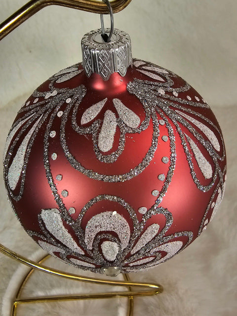 Pink Blown Glass Ornament - Handcrafted - Flower Design