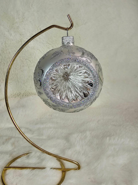 Silver Blown Glass Ornament - Silver Refractor Design