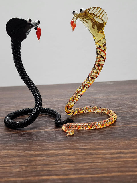 Naturally Colored Glass Figurine - Handcrafted - Cobra Design