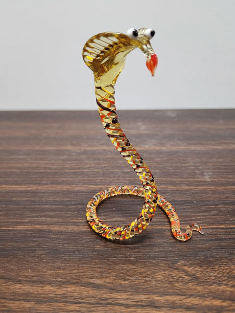 Naturally Colored Glass Figurine - Handcrafted - Cobra Design