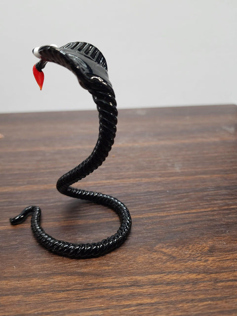 Naturally Colored Glass Figurine - Handcrafted - Cobra Design