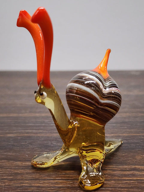 Naturally Colored Glass Figurine - Handcrafted - Snail Design