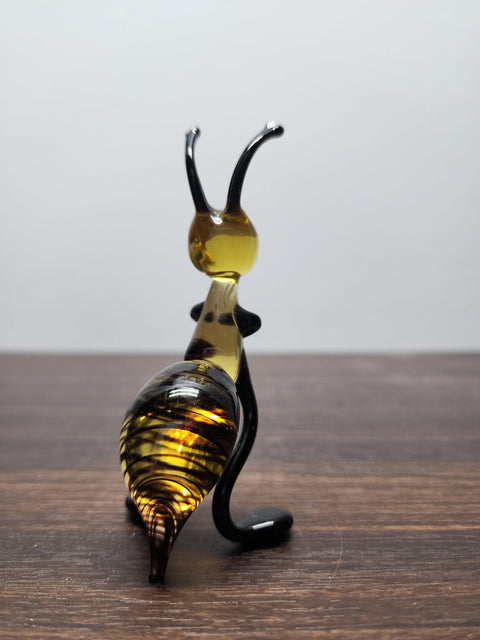 Naturally Colored Glass Figurine - Handcrafted - Standing Bee Design