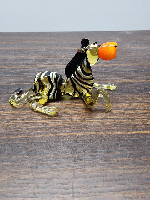 Naturally Colored Glass Figurine - Handcrafted - Zebra Design