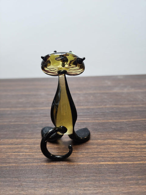 Naturally Colored Glass Figurine - Handcrafted - Cat Design