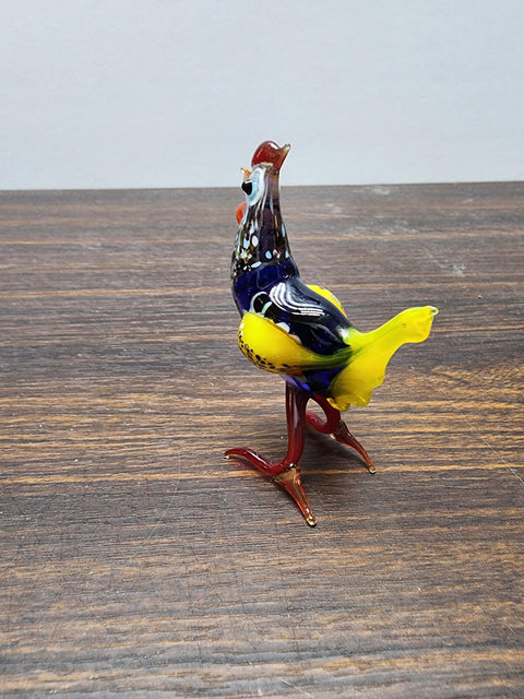 Naturally Colored Glass Figurine - Handcrafted - Chicken Design