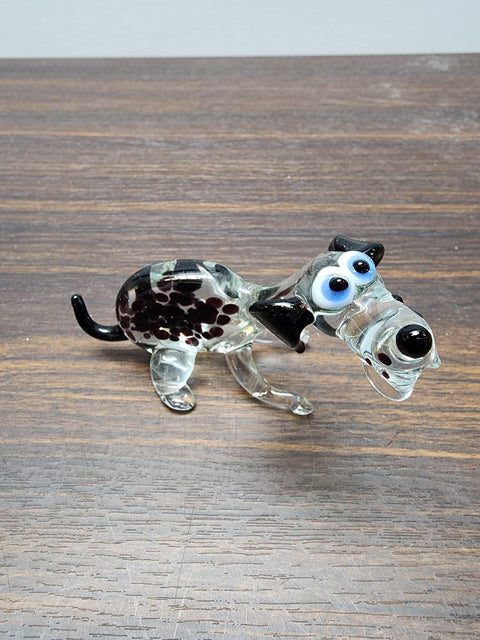 Naturally Colored Glass Figurine - Handcrafted - Dog With Spots Design