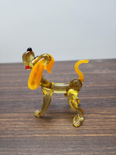 Naturally Colored Glass Figurine - Handcrafted - Spaniel Design