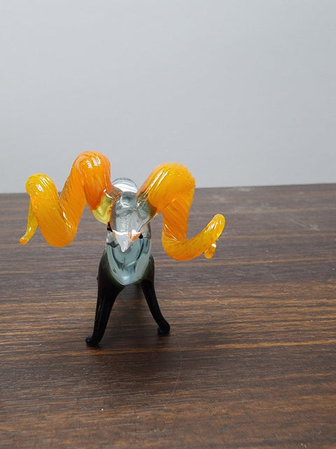 Naturally Colored Glass Figurine - Handcrafted - Ram Design