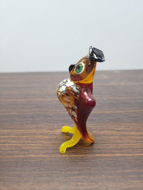 Naturally Colored Glass Figurine - Handcrafted - Owl Design