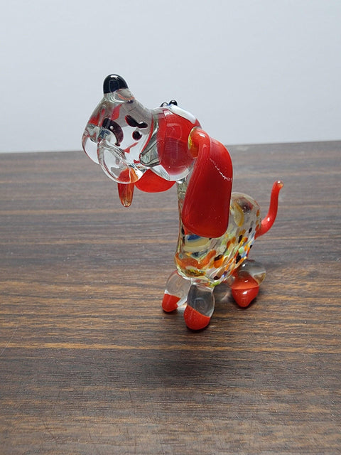 Naturally Colored Glass Figurine - Handcrafted - Dog Design