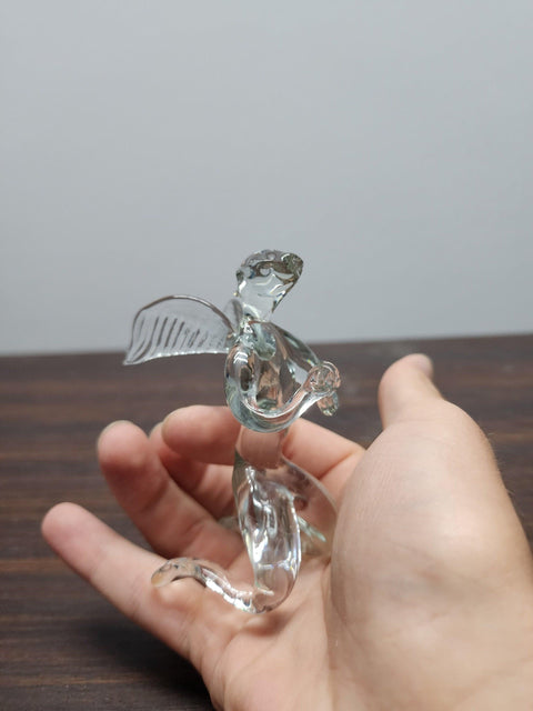 Naturally Colored Glass Figurine - Handcrafted - Angel On Knees Design