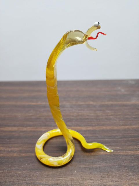 Naturally Colored Glass Figurine - Handcrafted - Colorful Cobra Design