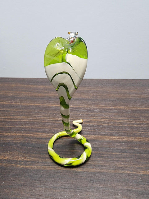 Naturally Colored Glass Figurine - Handcrafted - Colorful Cobra Design