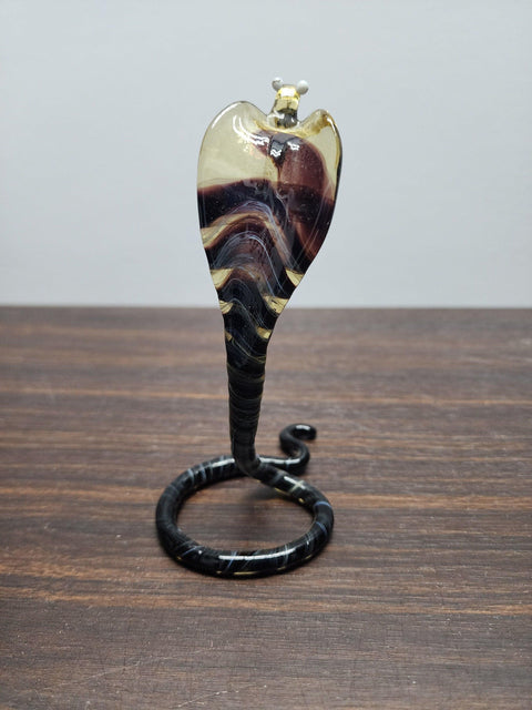 Naturally Colored Glass Figurine - Handcrafted - Colorful Cobra Design