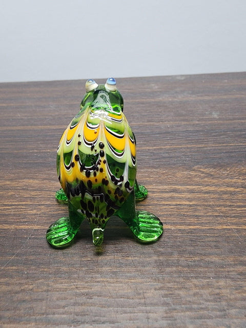 Naturally Colored Glass Figurine - Handcrafted - Frog Design