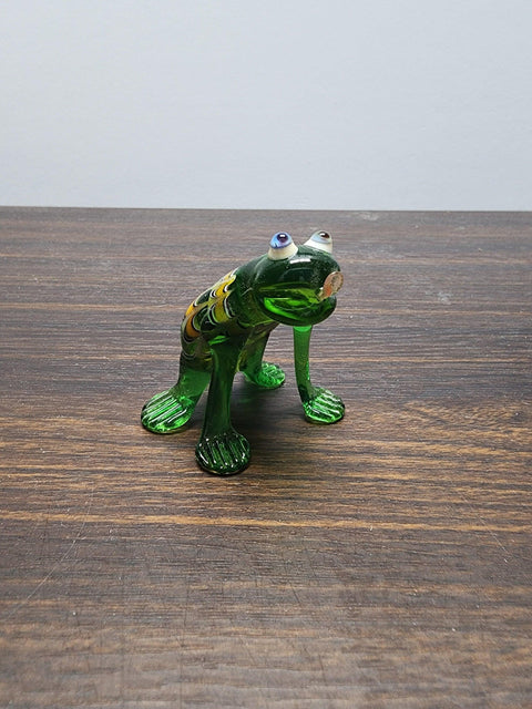 Naturally Colored Glass Figurine - Handcrafted - Frog Design