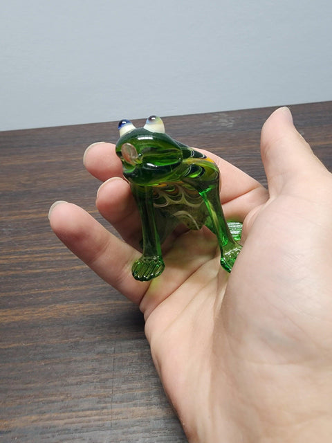 Naturally Colored Glass Figurine - Handcrafted - Frog Design