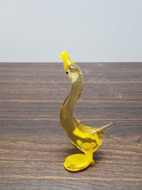 Naturally Colored Glass Figurine - Handcrafted - Goose Design