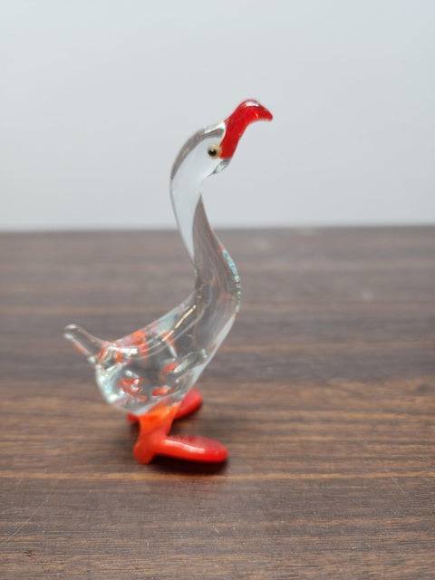 Naturally Colored Glass Figurine - Handcrafted - Goose Design