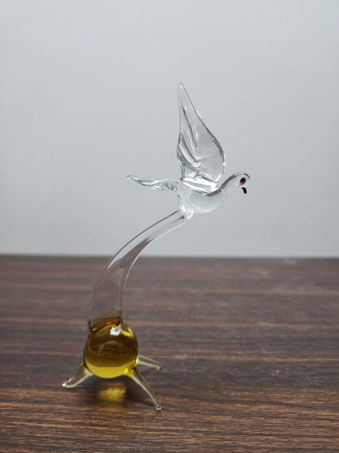 Naturally Colored Glass Figurine - Handcrafted - Dove Design