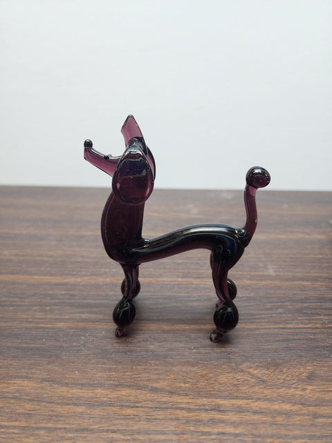 Naturally Colored Glass Figurine - Handcrafted - Poodle Design