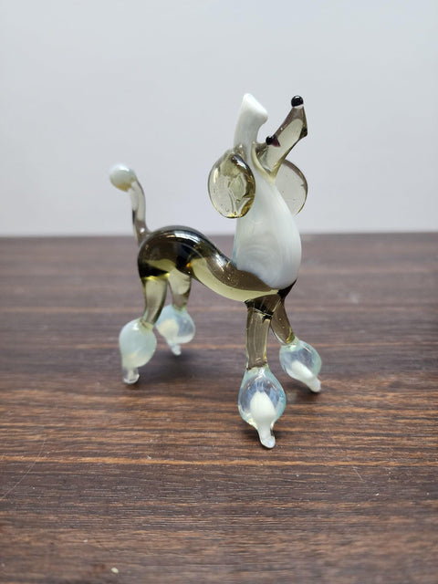 Naturally Colored Glass Figurine - Handcrafted - Poodle Design