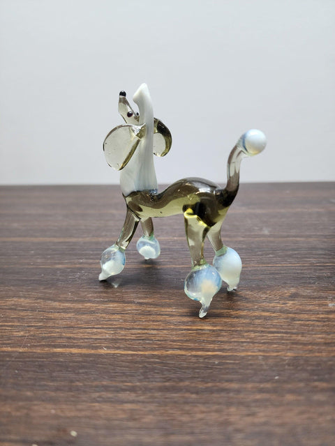 Naturally Colored Glass Figurine - Handcrafted - Poodle Design