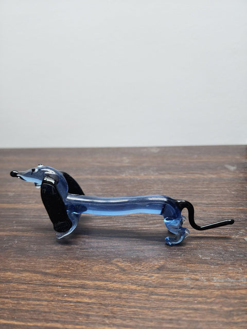 Naturally Colored Glass Figurine - Handcrafted - Dachshund Design