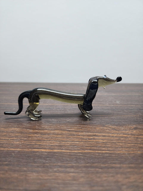 Naturally Colored Glass Figurine - Handcrafted - Dachshund Design