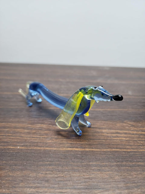 Naturally Colored Glass Figurine - Handcrafted - Dachshund Design