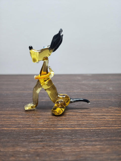 Naturally Colored Glass Figurine - Handcrafted - Dog With Newspaper Design