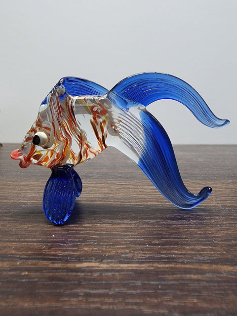 Naturally Colored Glass Figurine - Handcrafted - Fish Design