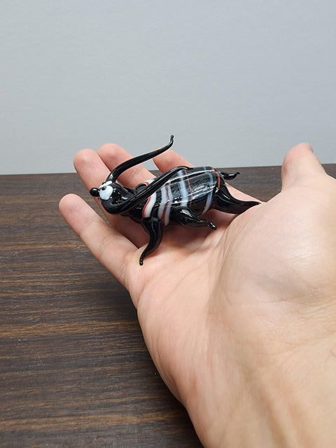 Naturally Colored Glass Figurine - Handcrafted - Beetle Design