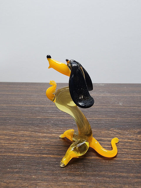 Naturally Colored Glass Figurine - Handcrafted - Dachshund Design