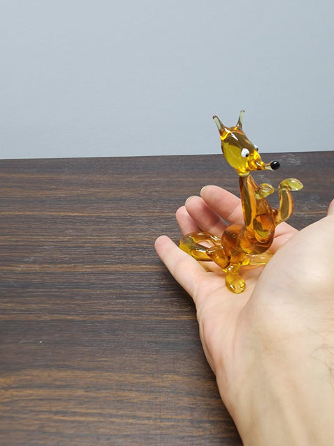 Naturally Colored Glass Figurine - Handcrafted - Standing Fox Design