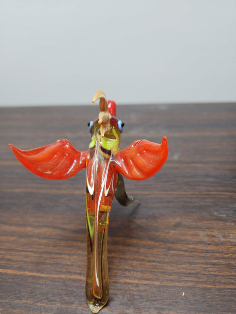 Naturally Colored Glass Figurine - Handcrafted - Parakeet Design