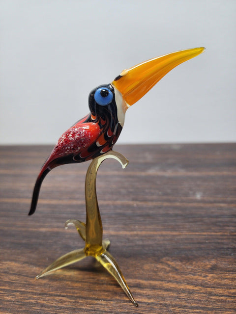 Naturally Colored Glass Figurine - Handcrafted - Toucan Design