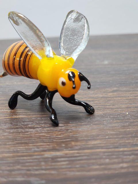 Naturally Colored Glass Figurine - Handcrafted - Bee Design