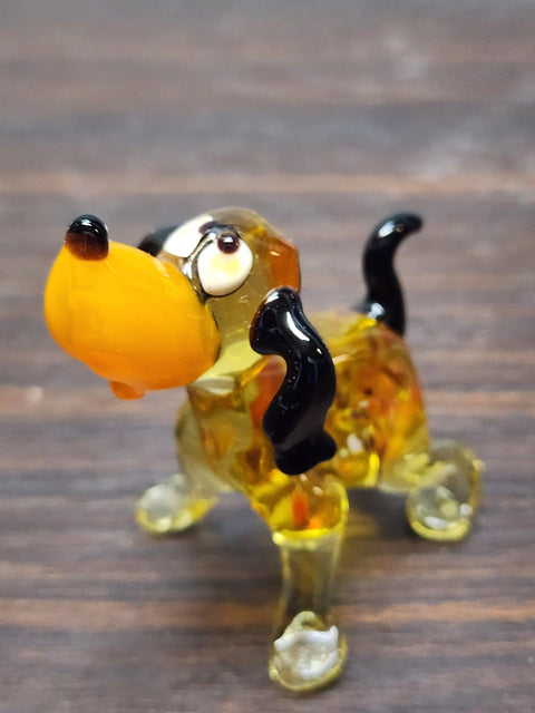 Naturally Colored Glass Figurine - Handcrafted - Dog With Spots Design