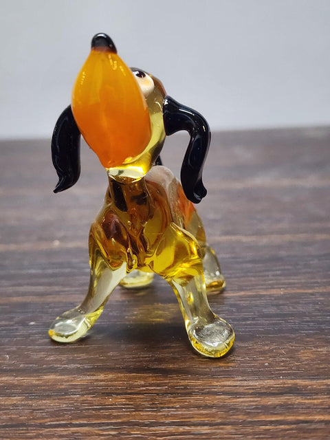 Naturally Colored Glass Figurine - Handcrafted - Dog With Spots Design