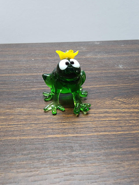 Naturally Colored Glass Figurine - Handcrafted - Frog Prince Design