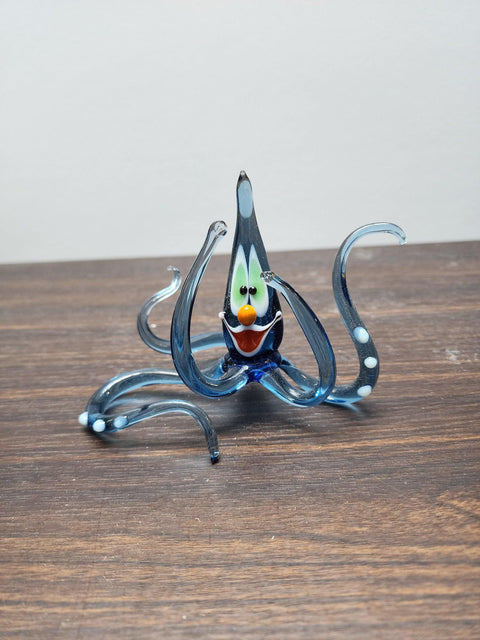 Naturally Colored Glass Figurine - Handcrafted - Octopus Design