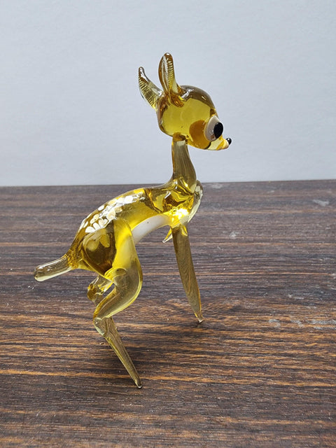 Naturally Colored Glass Figurine - Handcrafted - Deer Design