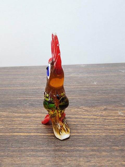 Naturally Colored Glass Figurine - Handcrafted - Parakeet Design