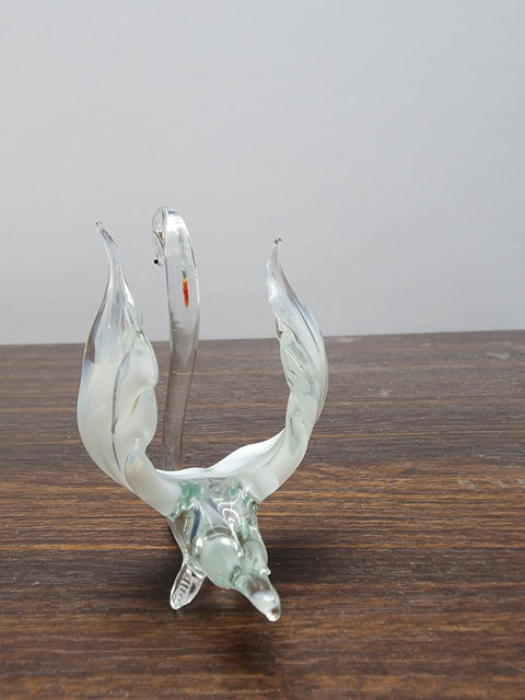 Naturally Colored Glass Figurine - Handcrafted - Swan Design