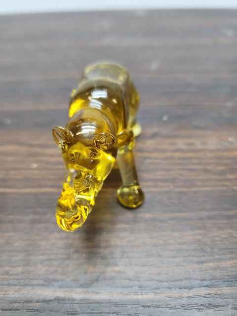 Naturally Colored Glass Figurine - Handcrafted - Rhino Design