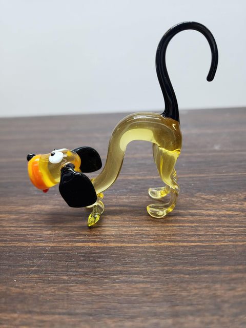 Naturally Colored Glass Figurine - Handcrafted - Dog Design