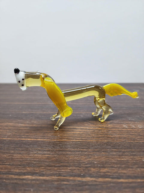 Naturally Colored Glass Figurine - Handcrafted - Dachshund Design